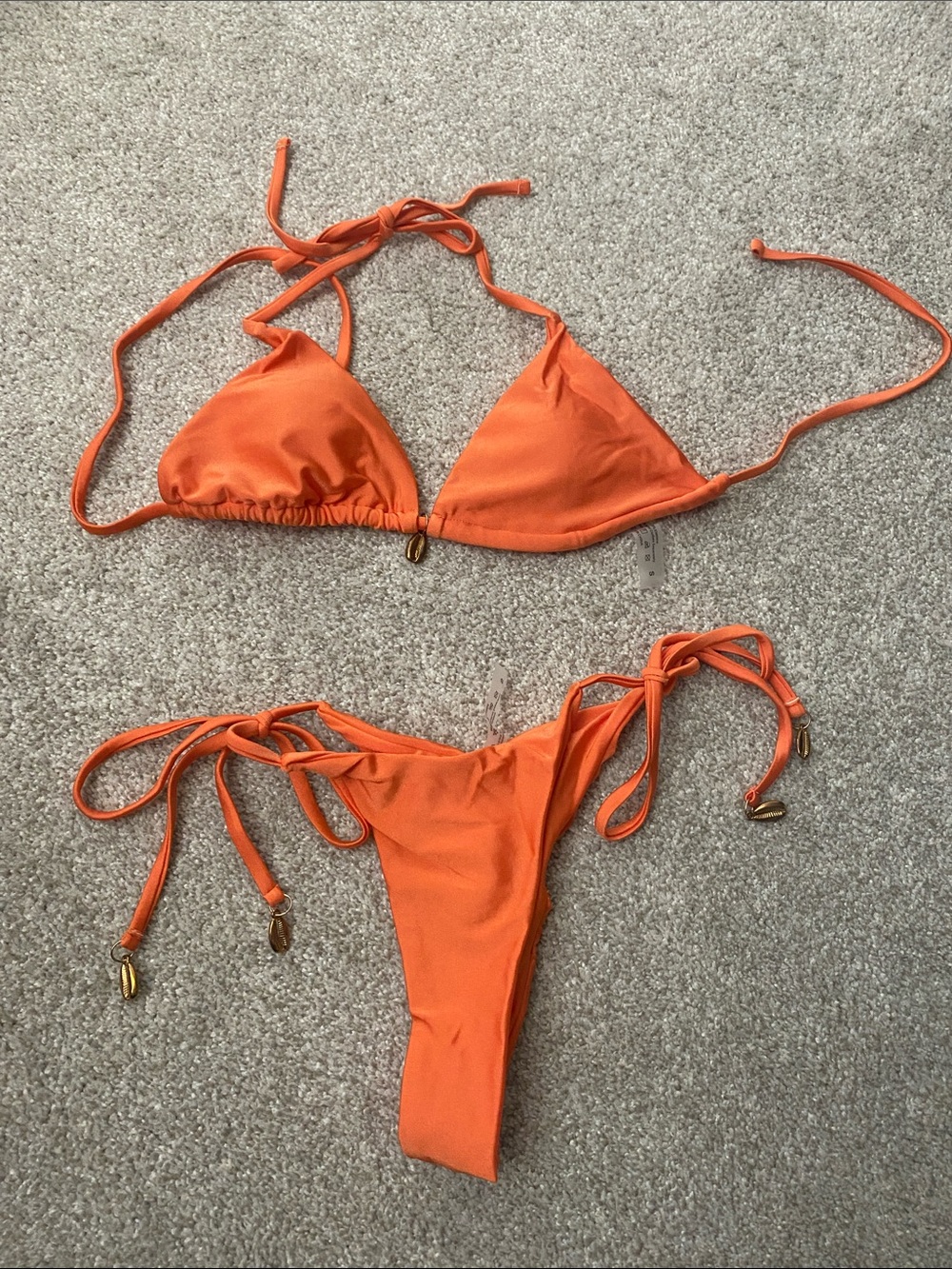 3/$20 Zaful Orange Triangle Tie-Side Bikini Set